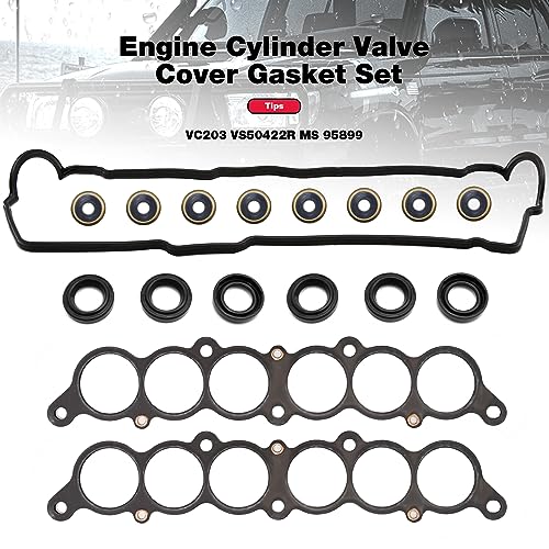 Image of Engine Cylinder Valve Cover Gasket Set VC203 VS50422R MS 95899 Replacement for Toyota 4Runner 3.4L 1996-2002 T100 3.4L 1995-1998 Tacoma 3.4L 1995-2004 Tundra 3.4L 2000-2004