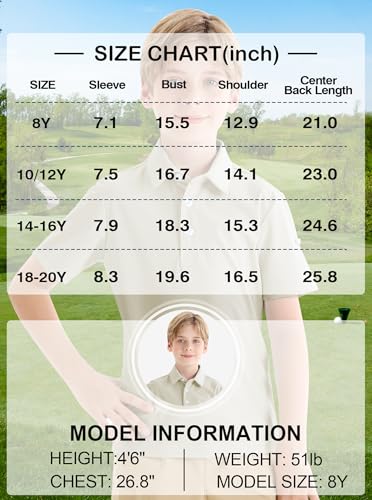 Image of Polo Shirts for Boys Golf Polo Shirt Short Sleeve Boys Performance Polo Dry Fit Stretch Collared UPF50+ Kids Golf Shirts