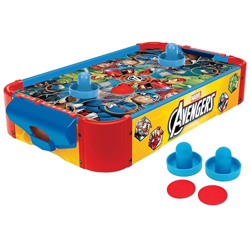 Marvel Avengers Air Hockey Table for Kids - Wooden Tabletop Game with Puck Pushers & Air Flow System - Marvel Licensed - Kids 4+