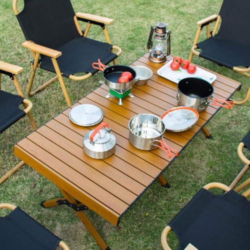 Tavolo pieghevole portatile, leggero, design arrotolabile, per campeggio, picnic, barbecue, attività in giardino