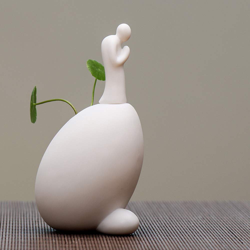 KJYHXX Ceramic No - Phase Buddha Figure Monk Hydroponic Flower Arrangement Device - Ideal Small Ornament for Home and Office Desktops (03)