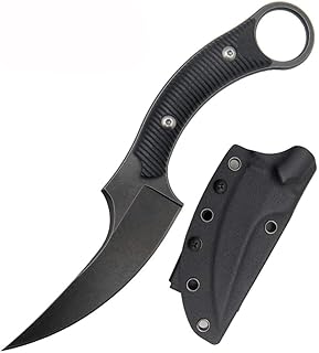 Gtk490 Fixed Claw Knife, D2 Steel Blade G10 Handle Cool Strong Fixed Blade Knife with Kydex Sheath EDC Tool Knife for Outdoor Camping Hiking Hunting(Black) - Gtkii