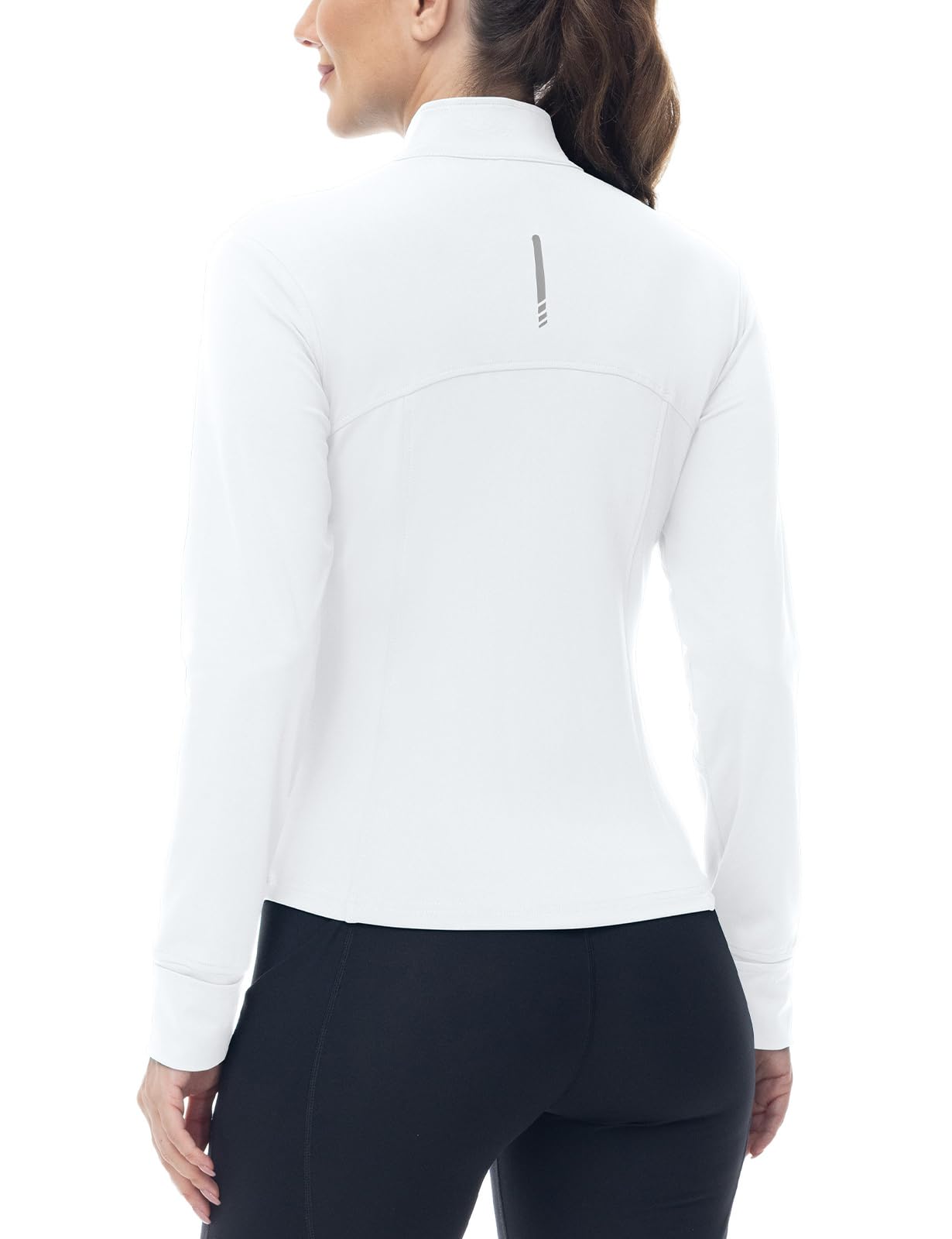 BGOWATU Women's Workout Jacket Lightweight Zip up Running Athletic Jackets with Thumb Holes — view 8