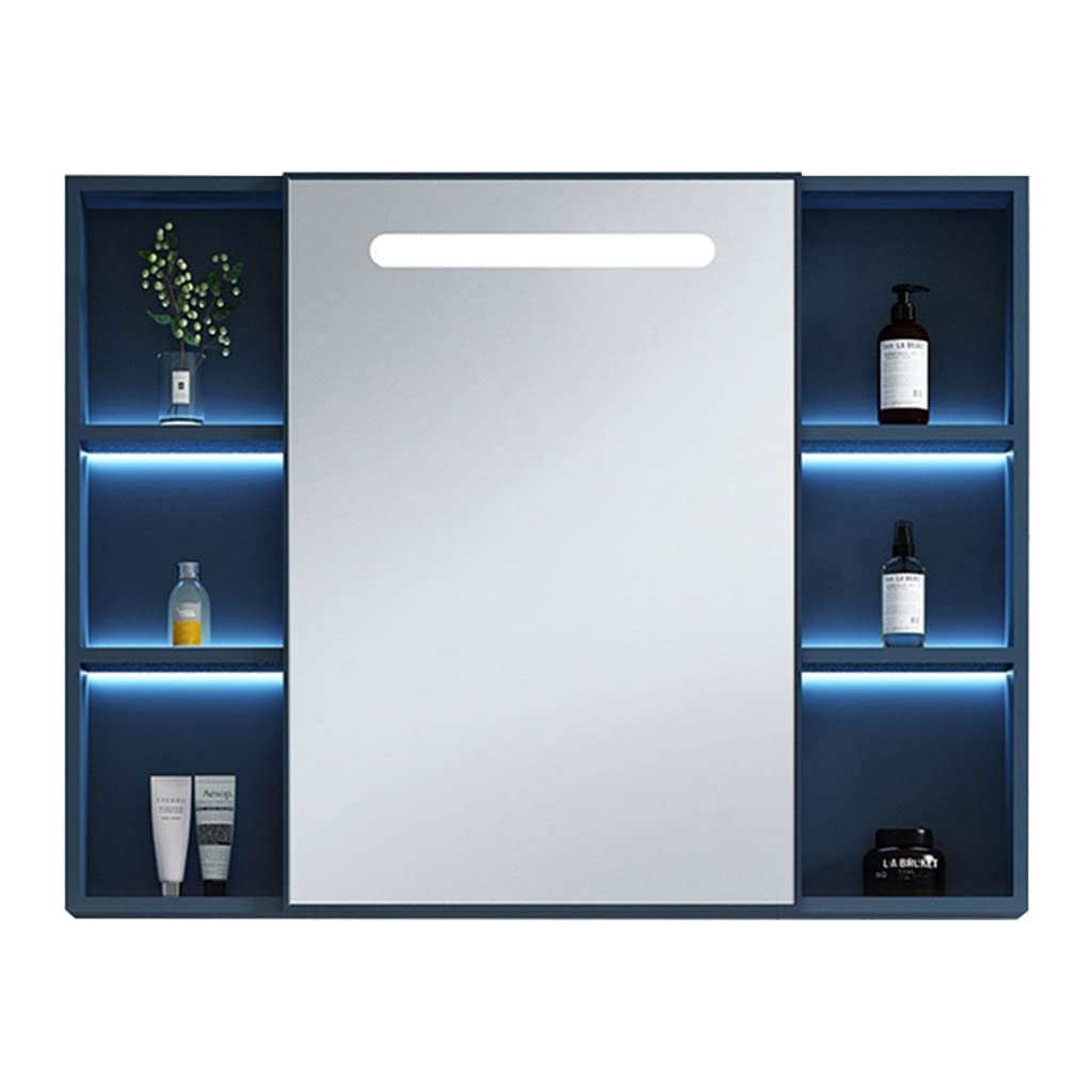 Lustro łazienkowe LED, Szafka łazienkowa z lustrem LED, aluminiowa szafka do przechowywania, lustro o pełnej długości łazienki, salonu i kuchni, prezent(90 * 65cm)