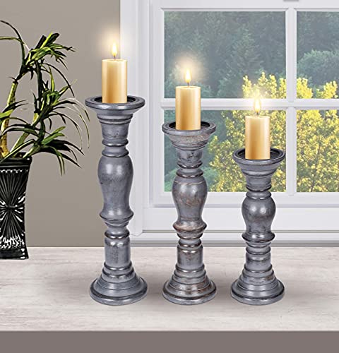 Set-of-3-Wooden-Pillar-Candle-Holders-Ideal-for-LED-and-Pillar-Candles-Gifts-for-Wedding-Party-Home-Spa-Reiki-Aromatherapy-Votive-Candle-Gardens-16-Inch-14-Inch-and-12-Inch-Dark-Grey Set of 3 Wooden Pillar Candle Holders Ideal for LED and Pillar Candles Gifts for Wedding Party Home Spa Reiki Aromatherapy Votive Candle Gardens 16 Inch 14 Inch and 12 Inch Dark Grey