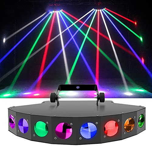 YXFAZPP Luces de Escenario, luz de Discoteca, 8 Luces de Efecto de Haz, luz de Fiesta por Control DMX, luz estroboscópica activada por Sonido, Luces LED RGB para Bailar en casa