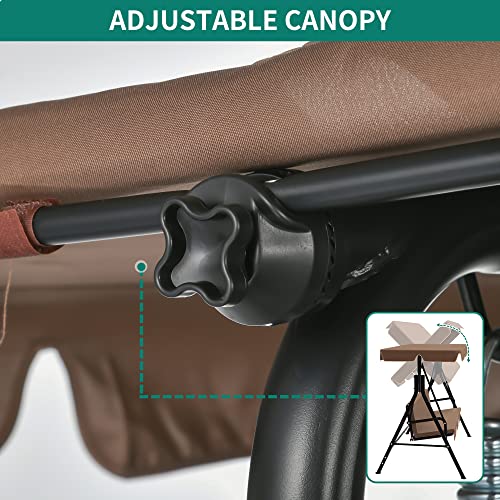 Outdoor 3-Person Porch Swing with Canopy