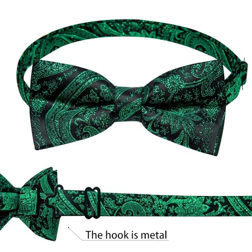 Set de corbata de moño ajustable con pañuelo y gemelos miniatura 5