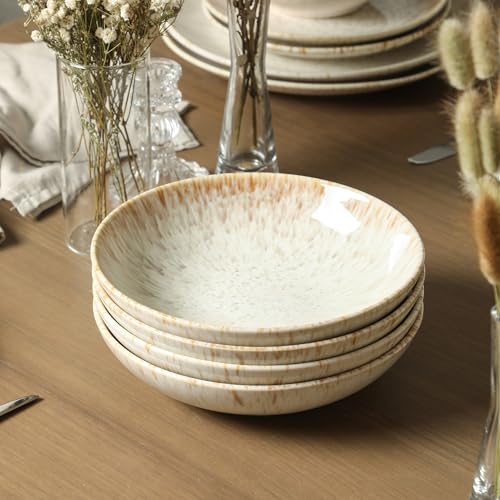 Image of Stone Lain Riley 16-Piece Dinnerware Set Stoneware, Plates and Bowls Set, Dishwasher and Microwave Safe, Dish Set for 4, Sand
