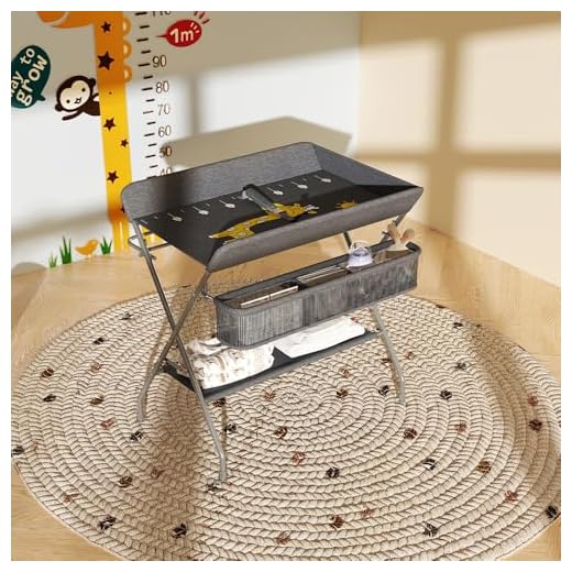 FIZZEEY Baby Diaper Changing Table - Foldable Portable Folding Changing Table Station w/Storage Organizer