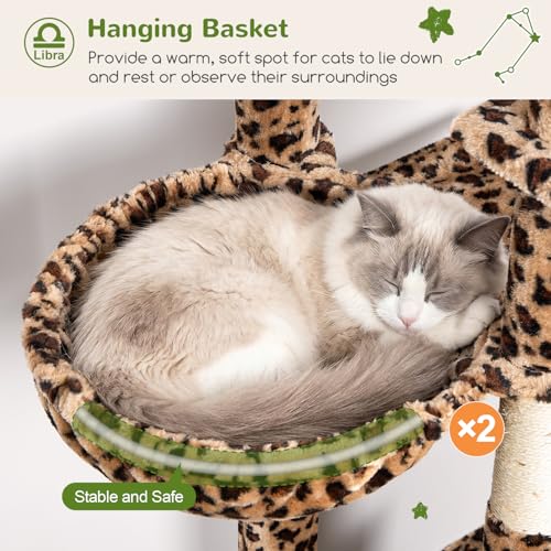 Image of Globlazer Heavy Duty Cat Tree 78 inch Sturdy Cat Tower for 20lbs Large Adult Cats, Symmetrical Aesthetic Big Cat Tree with Extra Large Platform, 2 Scratching Boards, Z78, Leopard Print