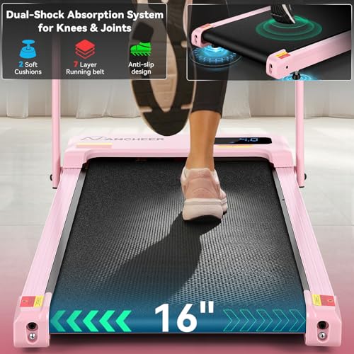 Image of ANCHEER Walking Pad Treadmill with 5-12% Incline, 3.0HP Under Desk Treadmill with Handle Bar, 16 inch Wide Belt, 320LBS Capacity, Portable Quiet Foldable Walking Pad for Home /Office