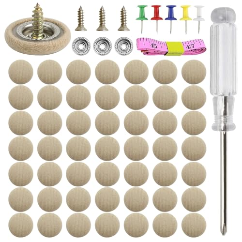 50 Kits Car Roof Headliner Repair Kit 50pcs Rivets Repair Button202Pcs Auto Roof Snap Rivets Retainer for Interior Ceiling Cloth Fixing Repair Buckle with Installation Tool (Beige Flannelette)