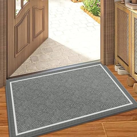 GOYLSER Microfiber Door Mat Rubber Outdoor Entry Mat for Front Door, Kitchen Door Rug Under Door Mat Rug, Brown Scraper Door Mat Indoor Front Door Rug Interior, 33"x21" Cover