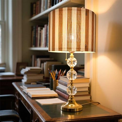 Image of bamboo lamp shade, modern lamp, decorative, red &black stripe,groovy unique,Translucent Barrel, Lamp Replacement Accessories E27, 30x23cm (orange-red)