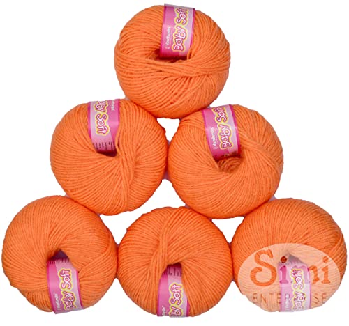 Image of 100% Acrylic Wool Orange (10 pc) Baby Wool Wool Ball Hand Knitting Wool /Art Craft Soft Fingering Crochet Hook Yarn, Needle Knitting Yarn Threa A BE