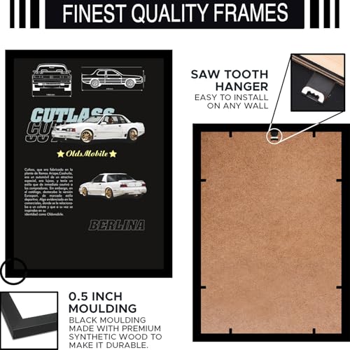 Image of BLINKART Nissan Skyline GT-R (R32) CarFramed Posters Gift Items Boys Room Wall Decoration Bedroom Office Studio Synthetic Wood Frame & Acrylic Glass Ready to Hang - 12x8 Inch, (A4 Size) - CAR-007