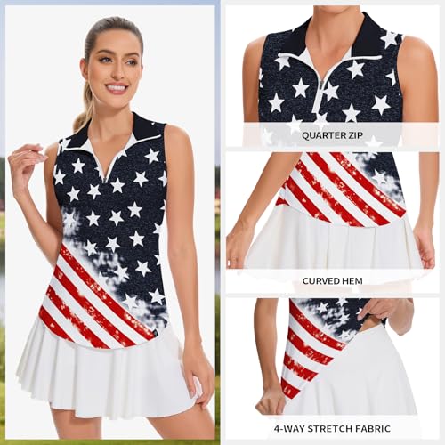 Soneven Women's Sleeveless Golf Polo Shirts Zip Up Tennis Shirt Dry Fit Tank Tops Athletic Shirt2