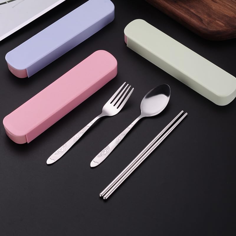 ONUIFIKE Silverware Set, 3/12/18/24/30/36 Pcs Stainless Steel Tableware For Students And Adults Outdoor Travel Spoon Fork Chopsticks Outdoor Convenient Tableware Set, Home Cutlery Flatware Set(Pink,3