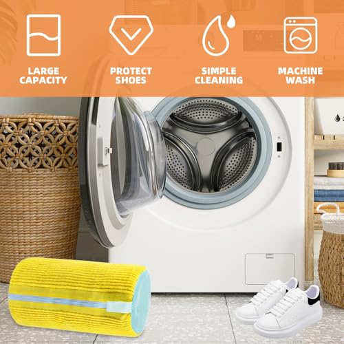 Shoe Washing Machine Bags 2pcs, Washing Machine Bags with Zipper Hook, Reusable Shoe Laundry Dryers Bags for Sports Football Canvas Running Shoes - Image 3