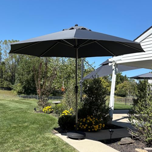 Image of PURPLE LEAF Patio Umbrella 11 FT Round Large Aluminum Frame Grey