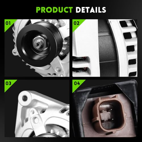 Image of 11390N New Alternator Replacement for 2.4L Honda Accord 2008-2012, Acura TSX 2009 2010 2011 2012 2013 2014, 130A, 12V, 7-Groove Pulley, 11390, 1042105890, 12870