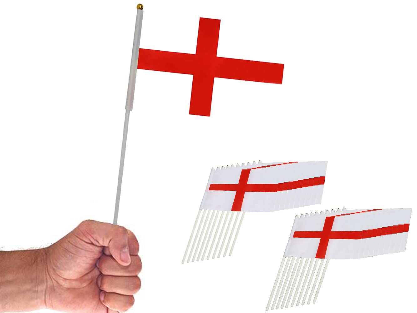 20 x England St George Cross Hand Waving Flag 21cm x 14cm for Football World Cup Rugby Cricket English National Flags
