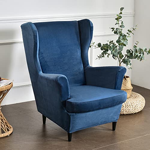 Topchances Velvet Wingback Chair Cover 2 Piece Set - Image 3