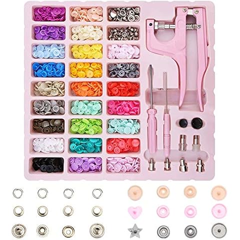 Swiftrans 300 Sets Snap Buttons and Snap Pliers, T5 Plastic Metal Snap Fasteners, Colorful Starter Fasteners Kit Resin Snaps No-Sew Buttons for Sewing Clothing and Crafting with Storage Containers Cover