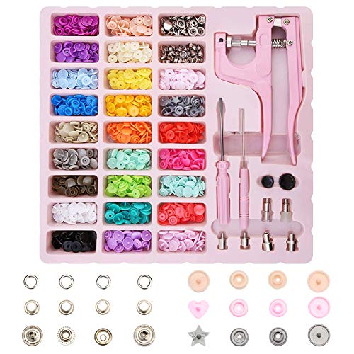 Swiftrans 300 Sets Snap Buttons and Snap Pliers, T5 Plastic Metal Snap Fasteners, Colorful Starter Fasteners Kit Resin Snaps No-Sew Buttons for Sewing Clothing and Crafting with Storage Containers