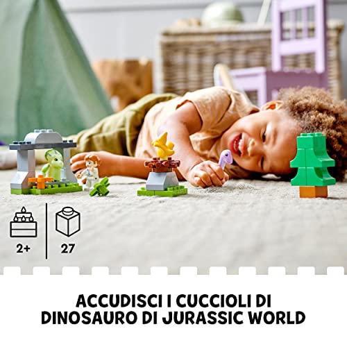 DUPLO Jurassic World l’Asilo Nido dei Dinosauri, Set con Mattoncini Grandi, 3 Animali Giocattolo, Fiori e Piante da Costruire, Giochi per Bambini e Bambine da 2 anni in su 10938 - Lego - Immagine 2