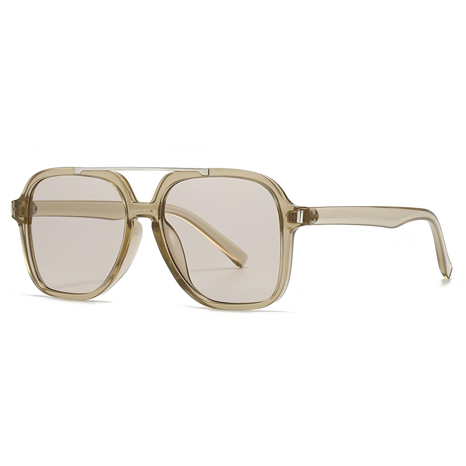 ADE WU Trendy Square Sunglasses for Women Men 2026 Retro Oversized 70s 80s Aviator Sunnies,Champagne