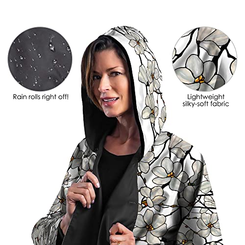RainCaper Tiffany Magnolia Womens Rain Cape Poncho with Hood Reversible3