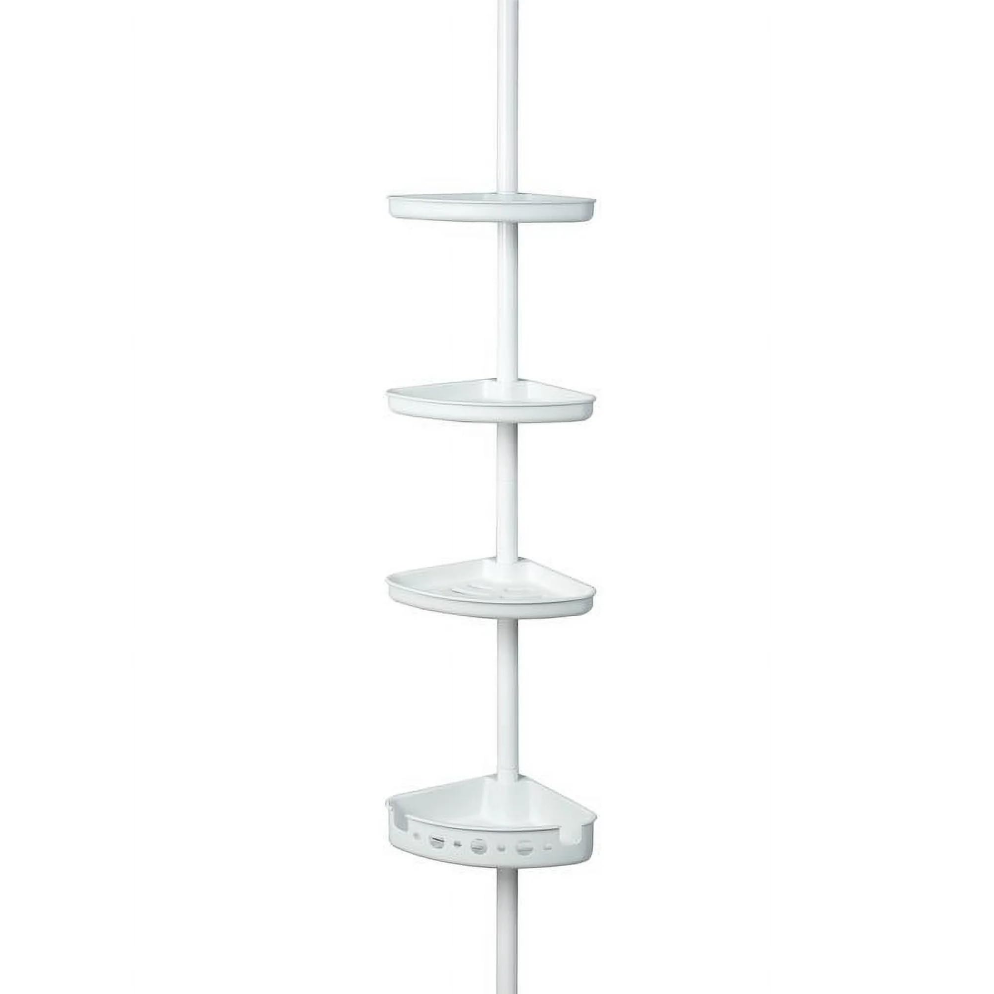 Adjustable Corner Shower Caddy with Rustproof Tension Pole 4 Tier Shelf Organizer for Bathtub and Bathroom Storage No