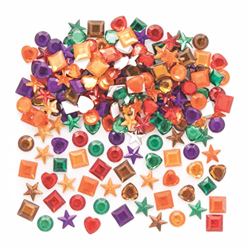 Baker Ross FE628 Gemas Acrílicas Autoadhesivas de Otoño - Paquete de 200, Suministros para Hacer Tarjetas, Adornos para Manualidades, Suministros para Manualidades para Niños