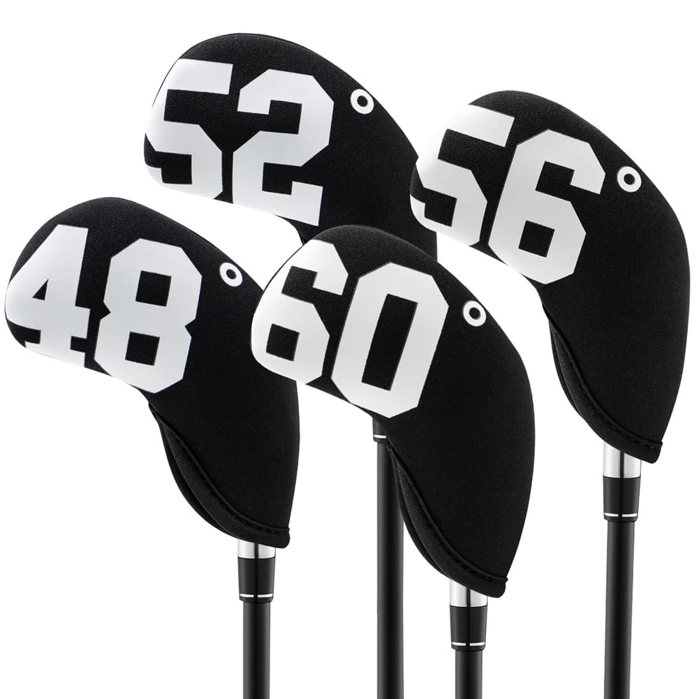 Neopreno Golf Iron Club Head Cover Protector Simple Sand Wedge Golf Club Iron Headcover NúMero Impreso 48-60 Grados