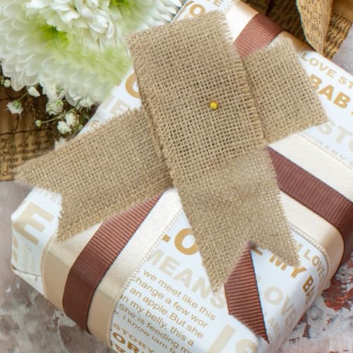 Sackleinen Band 12 m Juteband 10 cm Burlap Band Vintage Geschenkband Sackleinen für Hochzeitdeko Geschenkverpackung Basteln