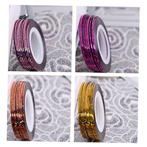 Healeved Gel Nail Stickers French Tip 42pcs 32 Colors Nail Art Decals Self-Adhesive Striping Tape Dispenser Random Color