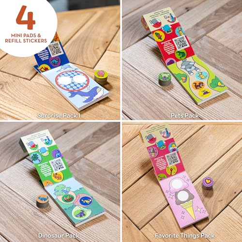 Image of Melissa & Doug Sticker Wow! Mini Activity Pad & Refill Stickers 4-Pack Set | 800 Surprise Stickers, 4 Mini Pads, Dinosaur & Pets, Mess-Free Travel Toys, Arts & Crafts, Preschool Toys for Kids, Ages 3+