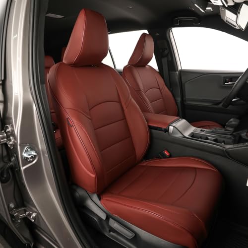 Image of EKR Rav4 Seat Covers Custom Fit for Toyota Rav4 (Hybrid) SE /XSE 2026,Car Seat Cover Full Set for SUV,Factory-Style Interior Upgrade, Easy-Wipe Protection,Faux Leather(Burgundy)