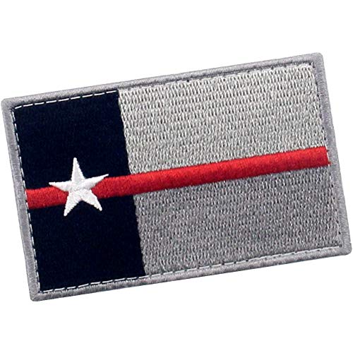 Embtao Tactical Texas Flag Thin Red Line Patch Embroidered Morale Applique Fastener Hook & Loop Emblem #TOP2