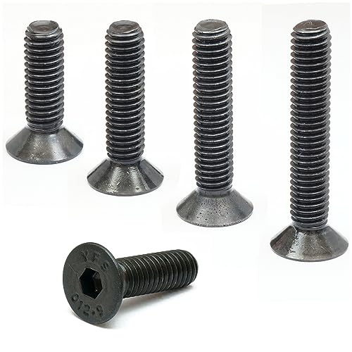 MonsterBolts - M4 x 12mm Flat Head Socket Cap Screws, DIN 7991, Alloy Steel, Black Oxide, 50 Pack