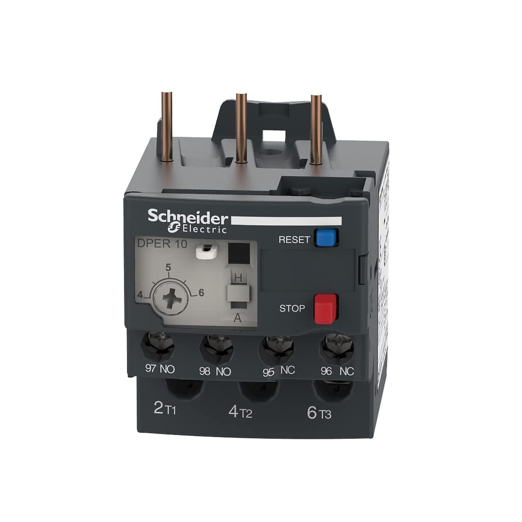 Schneider Electric DPER10 Easy TeSys Thermal Overload Relay with Manual/Automatic Reset, Screw Clamp Terminals | Used with Air Conditioner, Heat Pump, HVAC, AC Compressor and More, 4-6Amps