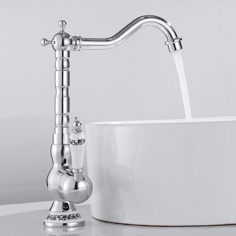 Mitigeur Lavabo Sanlingo – Levier Unique – Design Moderne – Gris Chromé (acier Inox)