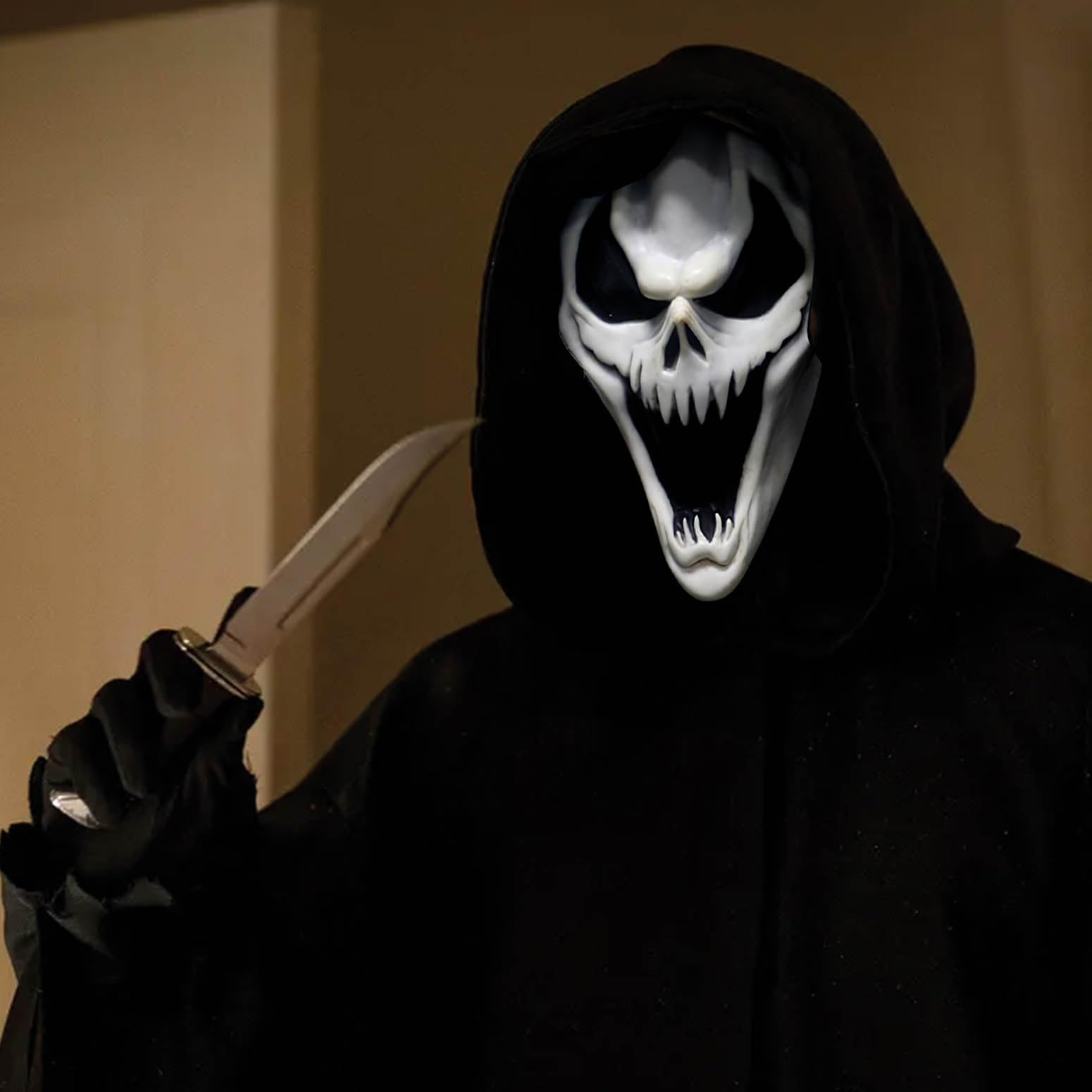 Maschera Serial Killer Halloween - Lattice Terrificante, Taglia Unica, Costume Horror