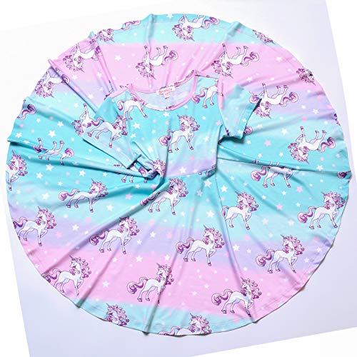 Image of Jxstar Unicorn Dresses for Girls Summer Swing Short Sleeve Casual Clothes for Kids