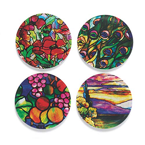 Buttonsmith Tiffany Poppies Magnet Set - Set of 4 1.25