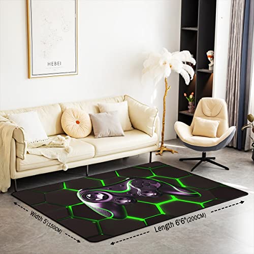 Homemissing Gamer Area Rug 100x150cm Honeycomb Gamepad Rugs Mat For Living Room Bedroom Gaming Decorative Carpet Non Slip Area Runner Rug - Image 2