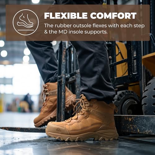 NORTIV 8 Waterproof Steel Toe Boots for Men Slip Resistant Safety Industrial Boots Paladin-Steel,Size 10.5,Coyote,JS19004M-STEEL