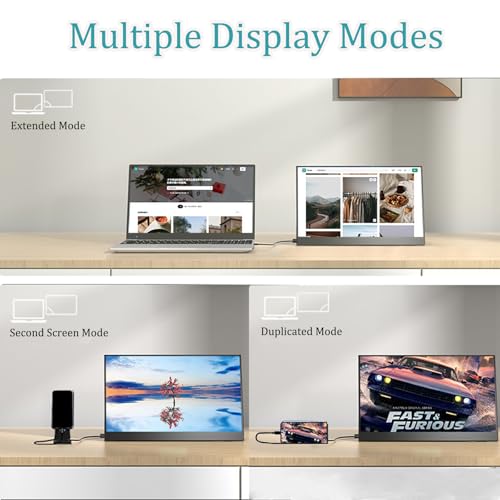 Image of Portable Monitor, 15.6 Inch FHD 1080P 60Hz Second External Monitor | Ultra-Slim IPS HDMI USB-C Travel Monitor with Protective Case & Speakers, External Monitor for Laptop PC Phone Mac